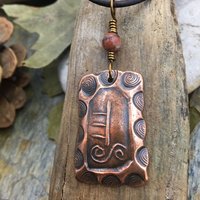 Holly Ogham Charm, Copper Pendant, Connemara Marble, Hand Carved, Irish Celtic Jewelry, Celtic Tree Astrology, Druid Tree, July 8 – August 4
