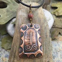 Holly Ogham Charm, Copper Pendant, Connemara Marble, Hand Carved, Irish Celtic Jewelry, Celtic Tree Astrology, Druid Tree, July 8 – August 4