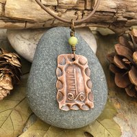 Hazel Tree Ogham Charm, Copper Pendant, Celtic Tree Astrology, Connemara Marble, Hand Carved, Spirals, Celtic Zodiac, August 5 – September 1