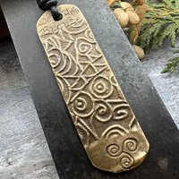 Tree of Life Bronze Pendant, Irish Celtic Jewelry, Long Tree Necklace, Celtic Spirals, Sliding Knot Leather Cord, Hand Carved Designs
