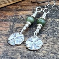 Shamrock Earrings, Connemara Marble, Irish Shamrock, Irish Celtic Jewelry, Clover Earrings, Sterling Silver, Silver and Green, Anniversary