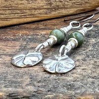 Shamrock Earrings, Connemara Marble, Irish Shamrock, Irish Celtic Jewelry, Clover Earrings, Sterling Silver, Silver and Green, Anniversary
