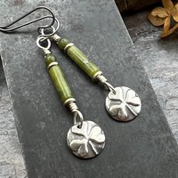 Shamrock Earrings, Connemara Marble, Irish Shamrock, Irish Celtic Jewelry, Clover Earrings, Sterling Silver, Silver and Green, Anniversary