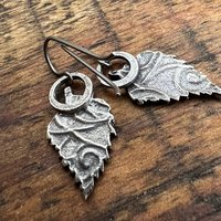 Sterling Silver, Birch Leaf Earrings, Birch Leaves, Sacred Trees, Irish Celtic Jewelry, Hypoallergenic, Niobium Ear Wires, Tiny Leaf