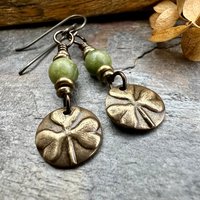 Shamrock Bronze Earrings, Irish Clovers, Connemara Marble, Irish Shamrock, Irish Celtic Jewelry, St Patrick's Day, Bronze Anniversary