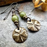 Shamrock Bronze Earrings, Irish Clovers, Connemara Marble, Irish Shamrock, Irish Celtic Jewelry, St Patrick's Day, Bronze Anniversary