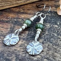 Shamrock Earrings, Connemara Marble, Irish Shamrock, Irish Celtic Jewelry, Clover Earrings, Sterling Silver, Silver and Green, Anniversary