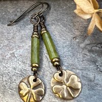 Shamrock Bronze Earrings, Irish Clovers, Connemara Marble, Irish Shamrock, Irish Celtic Jewelry, St Patrick's Day, Bronze Anniversary