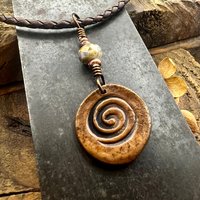 Raven Copper Pendant, Irish Celtic, Czech Glass, Leather & Vegan Cords, Corvids Bird Lovers, Handmade Art Jewelry, Celtic Witch, Messengers