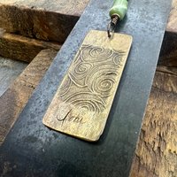 Bronze Ginkgo Leaf Pendant, Irish Celtic Spirals, Connemara Marble, Leather & Vegan Cords, Earthy Rustic, Celtic Green Witch