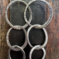 Triple Hoop Sterling Silver Earrings, Hypoallergenic Ear Wires, Long Statement Earrings, Hoop Dangles, Fun Jewelry, Earthy Rustic, Boho Chic