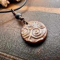 Triskele Charm, Copper Necklace, Wax Seal Charm, Connemara Marble, Irish Celtic Pagan, 7 Anniversary, Celtic Witch, Triskelion Triple Spiral