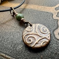 Copper Trinity Knot, Triquetra, Wax Seal Charm, Connemara Marble, Irish Celtic Jewelry, Pagan, 7th Anniversary, Triple Goddess, Celtic Witch