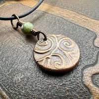 Shamrock Clover Charm, Copper Wax Seal Charm, Connemara Marble, Irish Celtic Jewelry, Leather & Vegan Cords, Handmade, Soul Harbor Jewelry