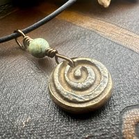 Triskele Bronze Charm, Wax Seal Charm, Connemara Marble Bead, Irish Celtic, 8 Anniversary, Celtic Witch, Triskelion Triple Spiral, Pagan