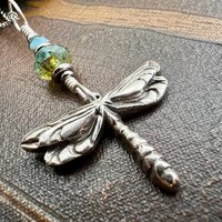 Dragonfly, Sterling Silver Charm, Czech Glass, Silver Dragonfly Necklace, Leather & Vegan Cords, Stainless Steel Chain, Earthy Nature Gifts