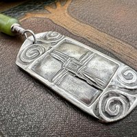St Brigid’s Cross, Sterling Silver, Connemara Marble, Irish Celtic, Spirals, Pagan Witch, Brigid of Kildare, Patron Saint Ireland, Imbolc