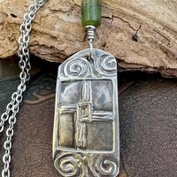St Brigid’s Cross, Sterling Silver, Connemara Marble, Irish Celtic, Spirals, Pagan Witch, Brigid of Kildare, Patron Saint Ireland, Imbolc