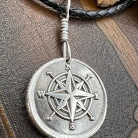 Compass Rose Charm, Sterling Silver Pendant, Wax Seal Charm, Sailing Nautical Jewelry, Guidance Journey Talisman, Handmade Art Jewelry