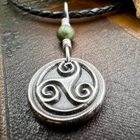 Sterling Silver Triskele, Connemara Marble Bead, Wax Seal Charm, Irish Celtic Jewelry, Triple Spiral, Triskelion, Triple Goddess, Trinity