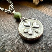 Sterling Silver Shamrock, Clover Charm, Wax Seal Charm, Connemara Marble, Irish Celtic Jewelry, Irish Clover, Trinity, Handmade Jewelry
