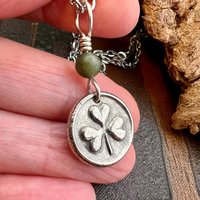 Sterling Silver Shamrock, Clover Charm, Wax Seal Charm, Connemara Marble, Irish Celtic Jewelry, Irish Clover, Trinity, Handmade Jewelry