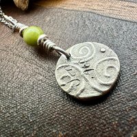 Four Leaf Clover, Sterling Silver, Wax Seal Charm, Connemara Marble, Irish Celtic Jewelry, Pagan Celtic Witch, 4 Leaf, Ireland Shamrock Gift
