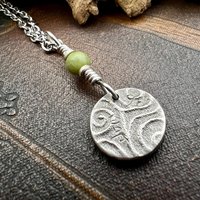 Four Leaf Clover, Sterling Silver, Wax Seal Charm, Connemara Marble, Irish Celtic Jewelry, Pagan Celtic Witch, 4 Leaf, Luck of the Irish