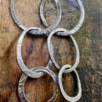 Triple Hoop Sterling Silver Earrings, Hypoallergenic Ear Wires, Long Statement Earrings, Hoop Dangles, Fun Jewelry, Earthy Rustic, Boho Chic