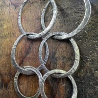 Triple Hoop Sterling Silver Earrings, Hypoallergenic Ear Wires, Long Statement Earrings, Hoop Dangles, Fun Jewelry, Earthy Rustic, Boho Chic