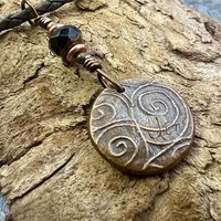 Copper Raven, Wax Seal Charm, Irish Celtic, Czech Glass, Leather & Vegan Cords, Crow Corvid, Handmade Art Jewelry, Celtic Witch, Messengers