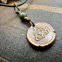 Copper Trinity Knot, Triquetra, Wax Seal Charm, Connemara Marble, Irish Celtic Jewelry, Pagan, 7th Anniversary, Triple Goddess, Celtic Witch