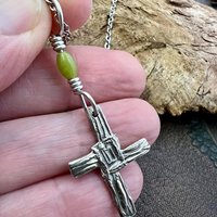 St Brigid's Cross, Sterling Silver, Connemara Marble, Irish Celtic Jewelry, Irish Pagan, Imbolc, Patron Saint, Brigid of Kildare, Tiny Cross