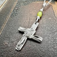 St Brigid's Cross, Sterling Silver, Connemara Marble, Irish Celtic Jewelry, Irish Pagan, Imbolc, Patron Saint, Brigid of Kildare, Tiny Cross