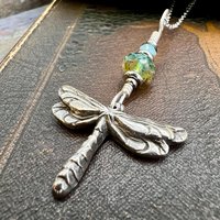 Dragonfly, Sterling Silver Charm, Czech Glass, Silver Dragonfly Necklace, Leather & Vegan Cords, Stainless Steel Chain, Earthy Nature Gifts
