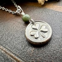 Sterling Silver Shamrock, Clover Charm, Wax Seal Charm, Connemara Marble, Irish Celtic Jewelry, Irish Clover, Trinity, Handmade Jewelry