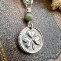 Sterling Silver Shamrock, Clover Charm, Wax Seal Charm, Connemara Marble, Irish Celtic Jewelry, Irish Clover, Trinity, Handmade Jewelry