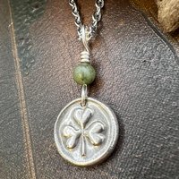 Sterling Silver Shamrock, Clover Charm, Wax Seal Charm, Connemara Marble, Irish Celtic Jewelry, Irish Clover, Trinity, Handmade Jewelry