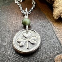 Sterling Silver Shamrock, Clover Charm, Wax Seal Charm, Connemara Marble, Irish Celtic Jewelry, Irish Clover, Trinity, Handmade Jewelry