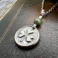 Sterling Silver Shamrock, Clover Charm, Wax Seal Charm, Connemara Marble, Irish Celtic Jewelry, Irish Clover, Trinity, Handmade Jewelry