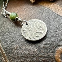 Four Leaf Clover, Sterling Silver, Wax Seal Charm, Connemara Marble, Irish Celtic Jewelry, Pagan Celtic Witch, 4 Leaf, Luck of the Irish