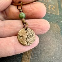 Four Leaf Clover with Hearts, Copper Wax Seal Charm, Connemara Marble, Irish Celtic Jewelry, 4 Leaf Clover, Lucky Love Charm, Valentine