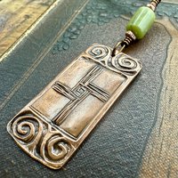 Saint Brigid's Cross, Copper & Connemara Marble Pendant, Irish Celtic Jewelry, Brigit Bridget, St Brigid of Kildare, Irish Cross, Imbolc