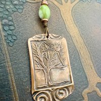 Copper Tree Sun Pendant, Connemara Marble Bead, Irish Celtic Spirals, Leather & Vegan Cords, Druid Pagan, Celtic Green Witch, Handmade Art