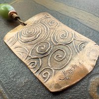 Copper Tree Sun Pendant, Connemara Marble Bead, Irish Celtic Spirals, Leather & Vegan Cords, Druid Pagan, Celtic Green Witch, Handmade Art