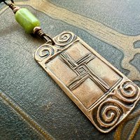 Saint Brigid's Cross, Copper & Connemara Marble Pendant, Irish Celtic Jewelry, Brigit Bridget, St Brigid of Kildare, Irish Cross, Imbolc