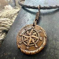 Compass Rose, Copper Pendant, Sailing Gifts, Nautical Jewelry, Men Women Jewelry, Sailor Necklace, 7th Anniversary, Protection Talisman