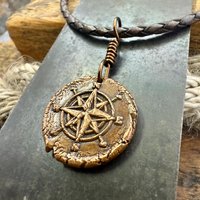 Compass Rose, Copper Pendant, Sailing Gifts, Nautical Jewelry, Men Women Jewelry, Sailor Necklace, 7th Anniversary, Protection Talisman