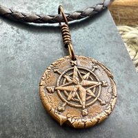 Compass Rose, Copper Pendant, Sailing Gifts, Nautical Jewelry, Men Women Jewelry, Sailor Necklace, 7th Anniversary, Protection Talisman
