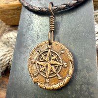 Compass Rose, Copper Pendant, Sailing Gifts, Nautical Jewelry, Men Women Jewelry, Sailor Necklace, 7th Anniversary, Protection Talisman